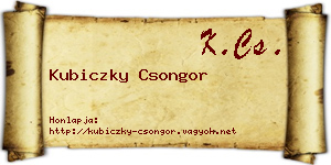Kubiczky Csongor névjegykártya